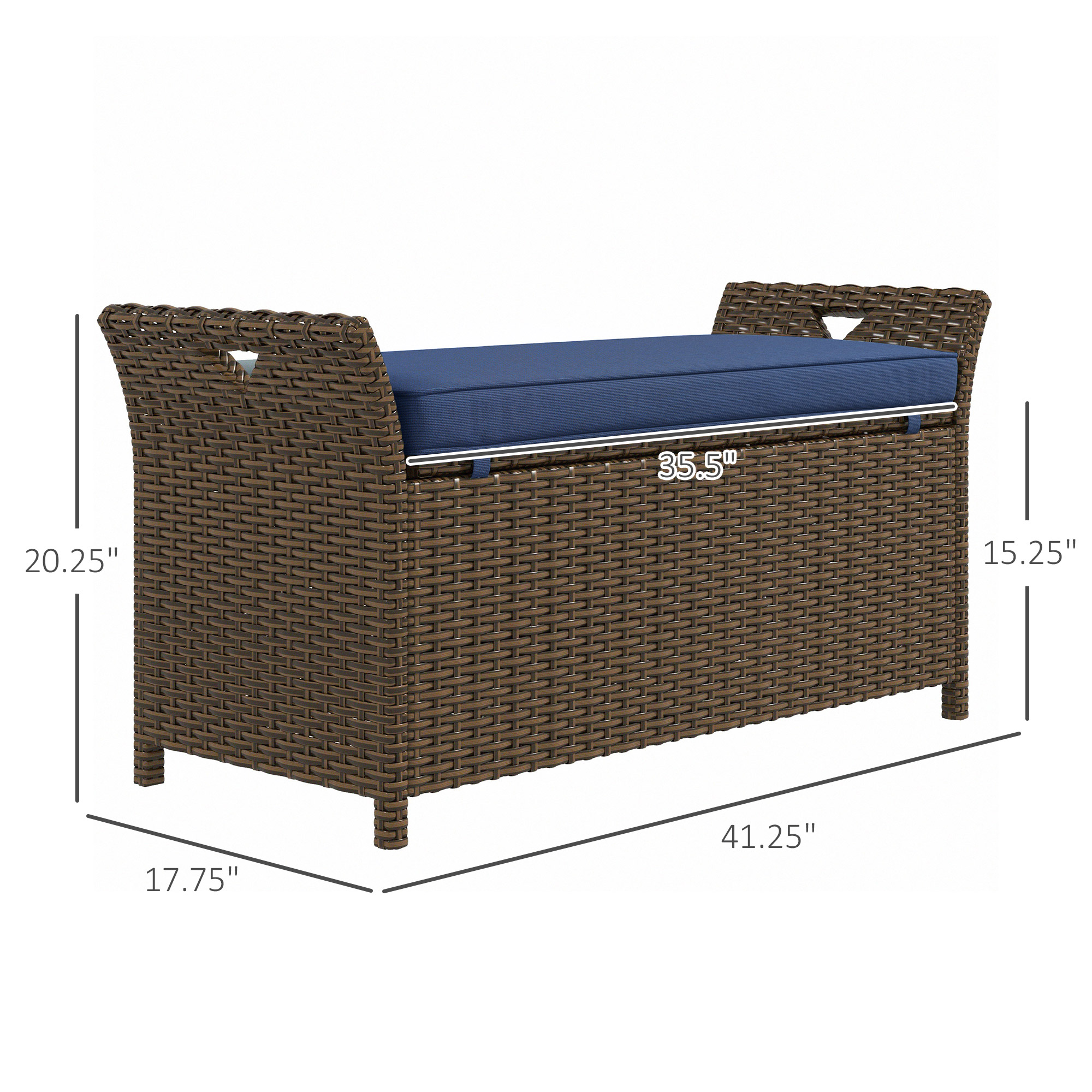 Outdoor Patio Wicker Storage Bench